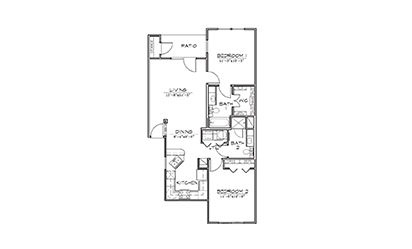 Sumac - 2 bedroom floorplan layout with 2 bath and 982 square feet